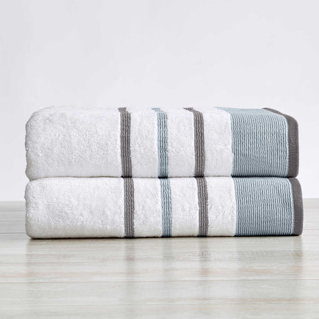 Decorative cotton stripe bath towel set - noelle collection