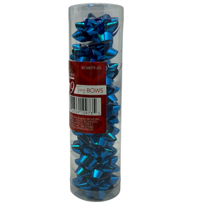 9 Tiny Metallic Bows In A Tube - Royal Blue Metallic