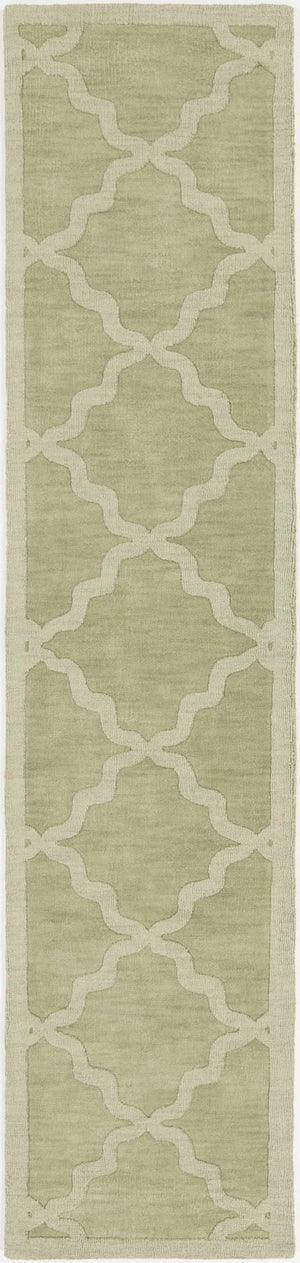 Rialto Olive Green Embossed Wool Rug - Clearance