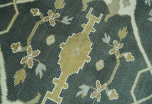 Richmond Custom Made Charcoal and Beige Hand Knotted Oushak wool Area Rug