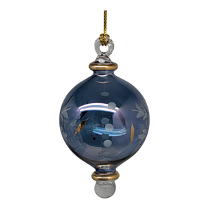 Small Sphere Glass With Gold Accents - Blue