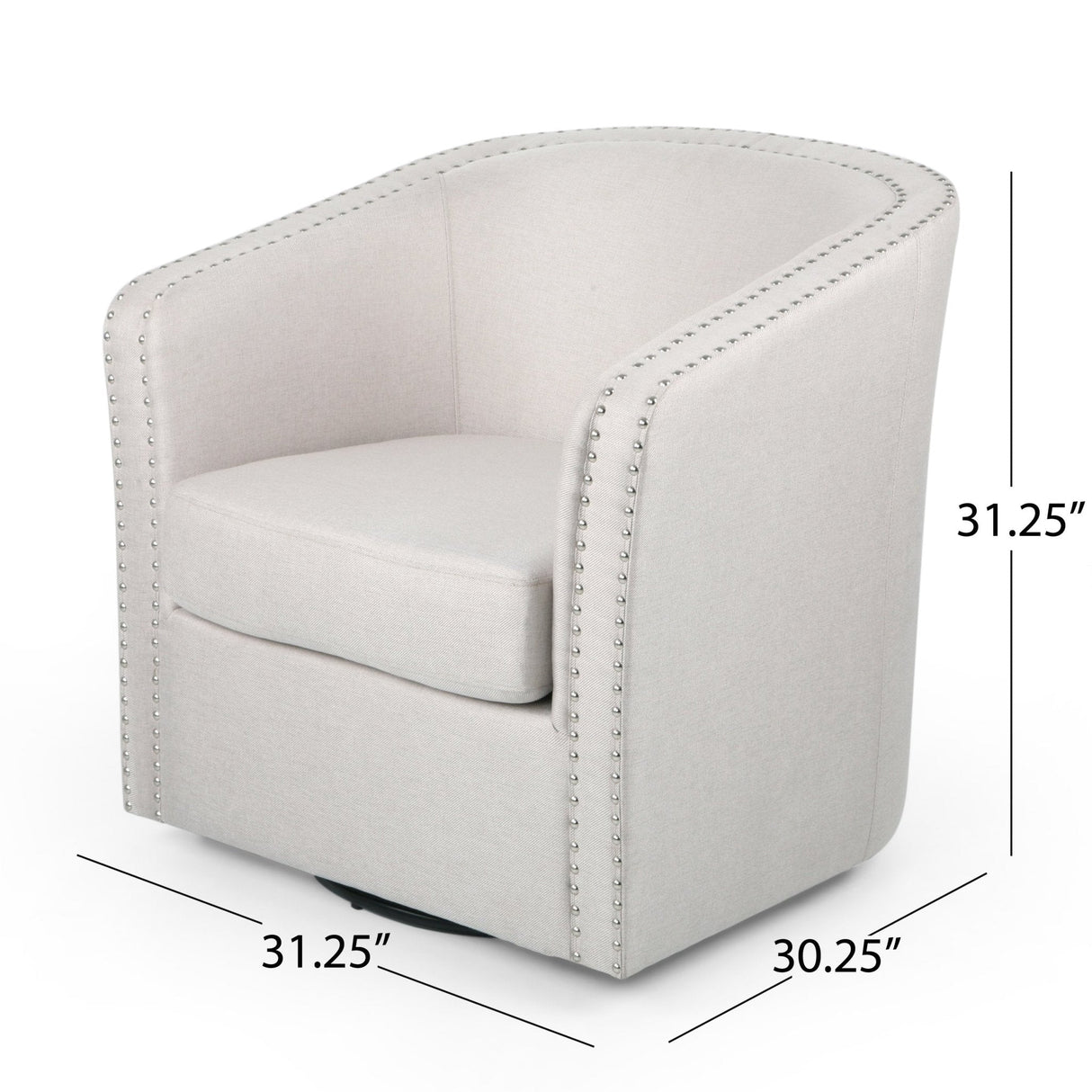 Riverbed Upholstered Swivel Chair with Nailhead Trim and Sloped Arms - Accent Chairs