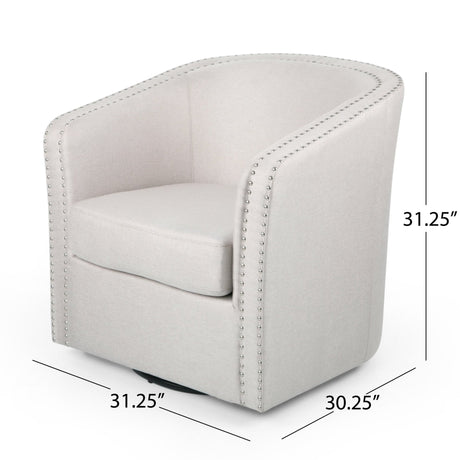 Riverbed Upholstered Swivel Chair with Nailhead Trim and Sloped Arms - Accent Chairs