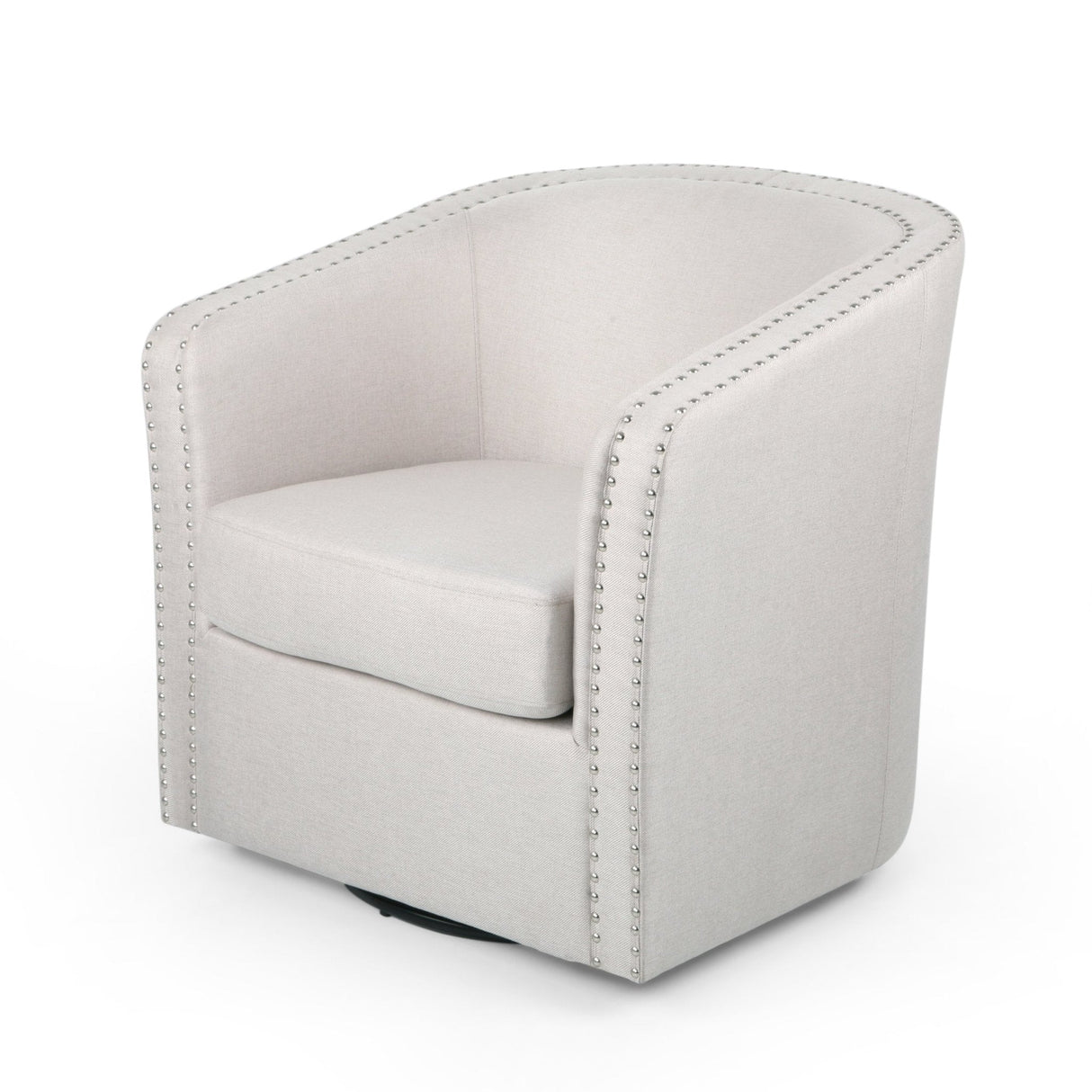 Riverbed Upholstered Swivel Chair with Nailhead Trim and Sloped Arms - Accent Chairs