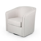 Riverbed Upholstered Swivel Chair with Nailhead Trim and Sloped Arms - Accent Chairs