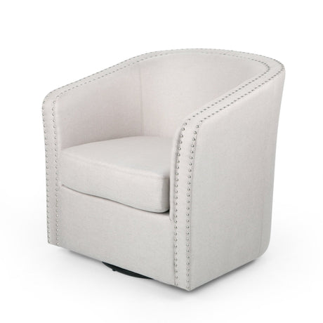 Riverbed Upholstered Swivel Chair with Nailhead Trim and Sloped Arms - Accent Chairs