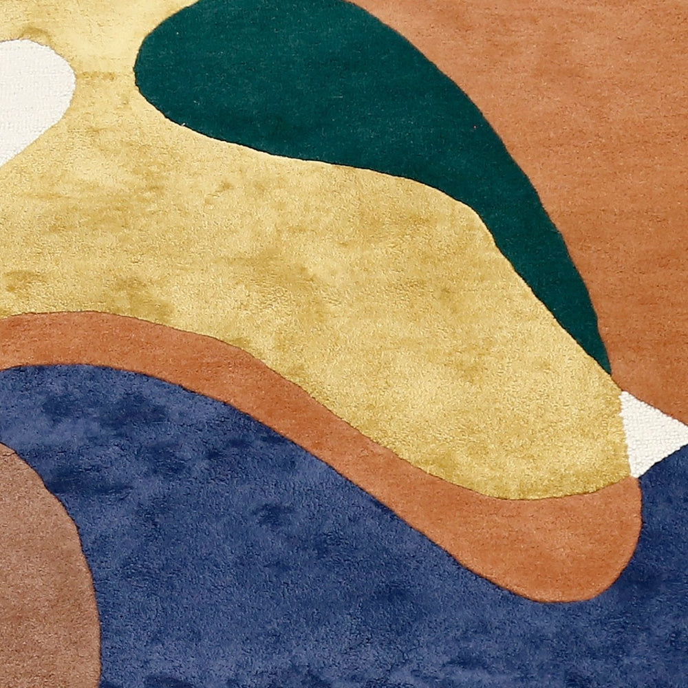 Riverstone Pattern Multicolor Hand Tufted 5x8 Wool Rug