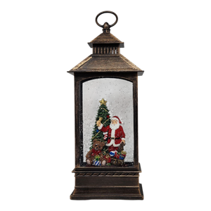 Lighted Spinning Waterglobe Lantern - Santa Delivering Gifts