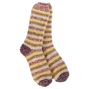 Cozy Striped Crew Socks - Warm Ember