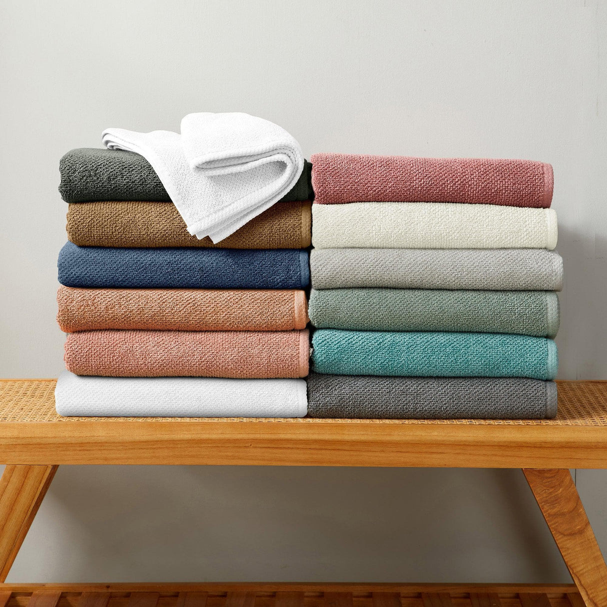 Cotton textured bath towel set - acacia collection