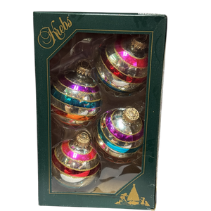 Krebs  Glass Ornament 4 pack - Retro Silver With Stirpes