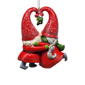Gnomes under the Mistletoe Ornament