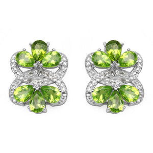 8.77 Carat Genuine Peridot & White Topaz .925 Sterling Silver Earrings