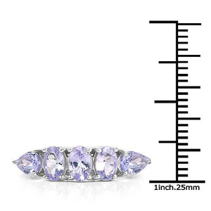 2.33 Carat Genuine Tanzanite .925 Sterling Silver Ring