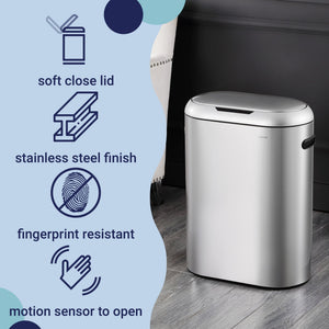 Robo kitchen slim oval motion sensor touchless trash can with touch mode - Tuesday Morning - Trash Cans & Wastebaskets