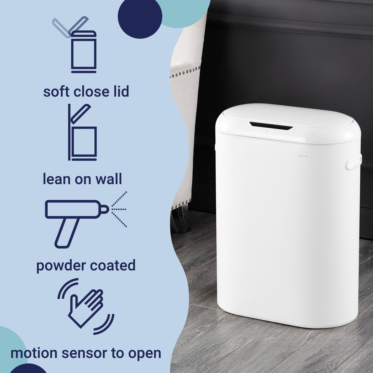 Robo kitchen slim oval motion sensor touchless trash can with touch mode - Tuesday Morning - Trash Cans & Wastebaskets