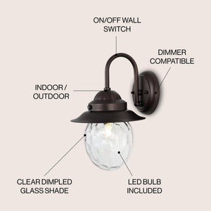 Rodanthe 1 - light farmhouse industrial iron/glass outdoor led sconce - Tuesday Morning - Wall Sconces