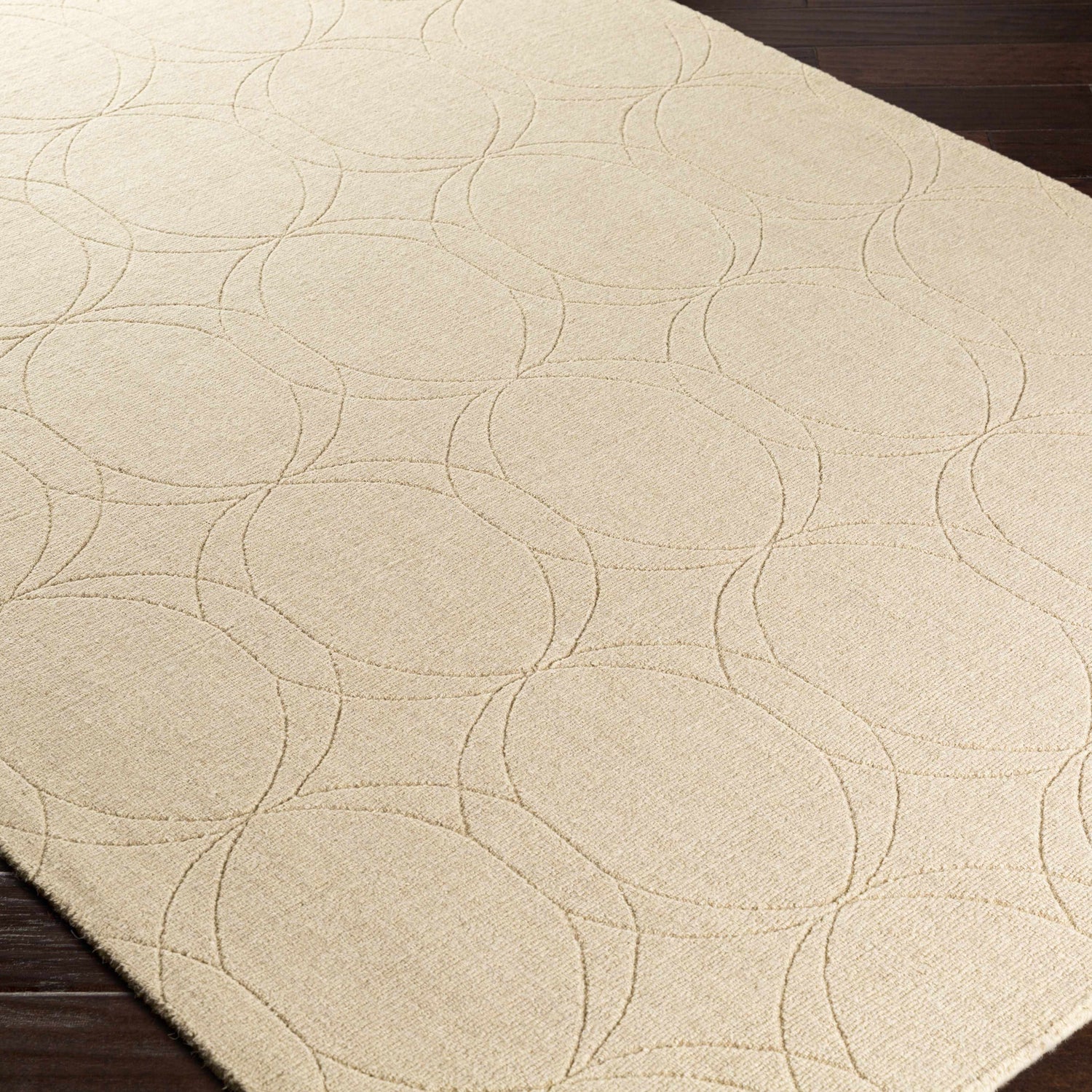 Rolfe Tan Circles Wool Rug - Clearance