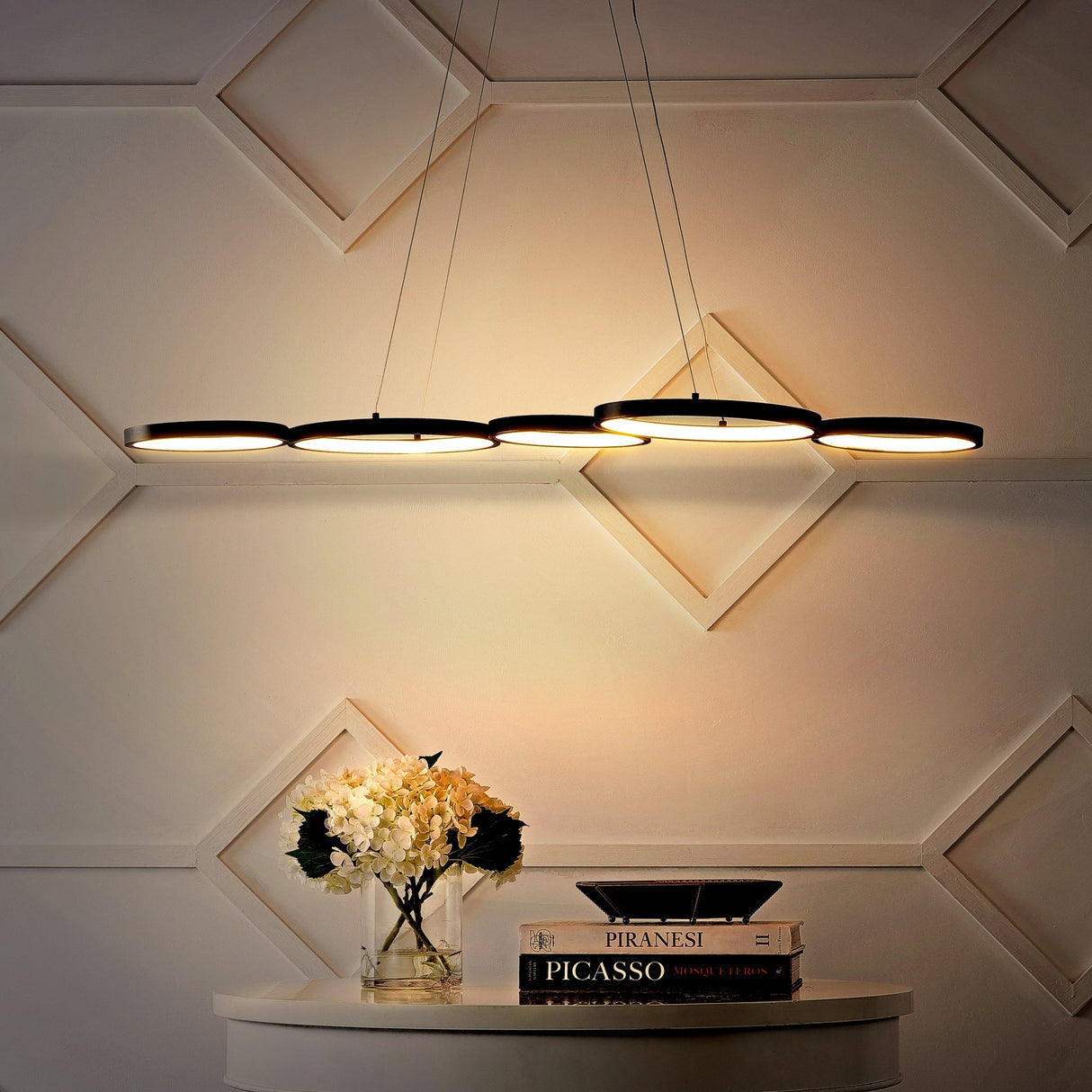 Roman 5 - light bohemian coastal iron linear integrated led pendant - Tuesday Morning - Pendants