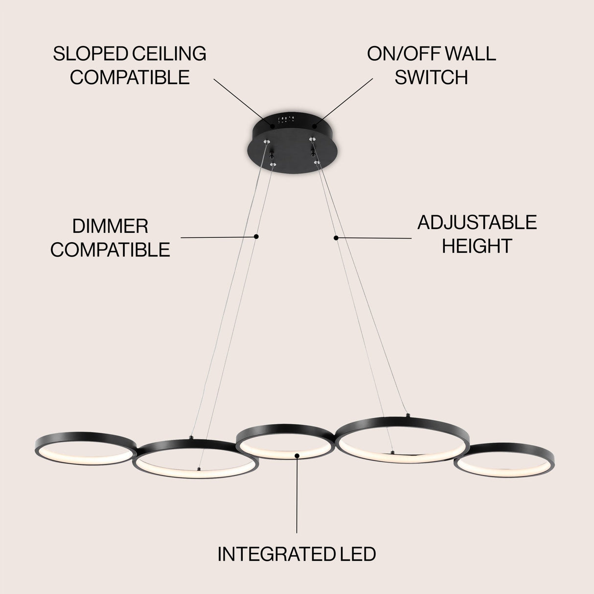 Roman 5 - light bohemian coastal iron linear integrated led pendant - Tuesday Morning - Pendants