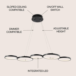 Roman 5 - light bohemian coastal iron linear integrated led pendant - Tuesday Morning - Pendants