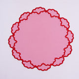 CRESSIDA PINK ROUND FABRIC PLACEMAT & NAPKIN SET