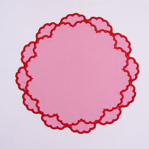 CRESSIDA PINK ROUND FABRIC PLACEMAT & NAPKIN SET