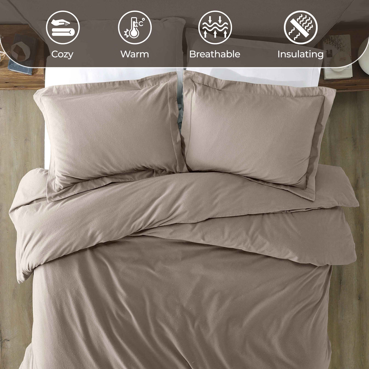 Rome Flannel Cotton Fuzzy Warm Solid Duvet Cover Set - Duvet Cover Set by Superior Brand