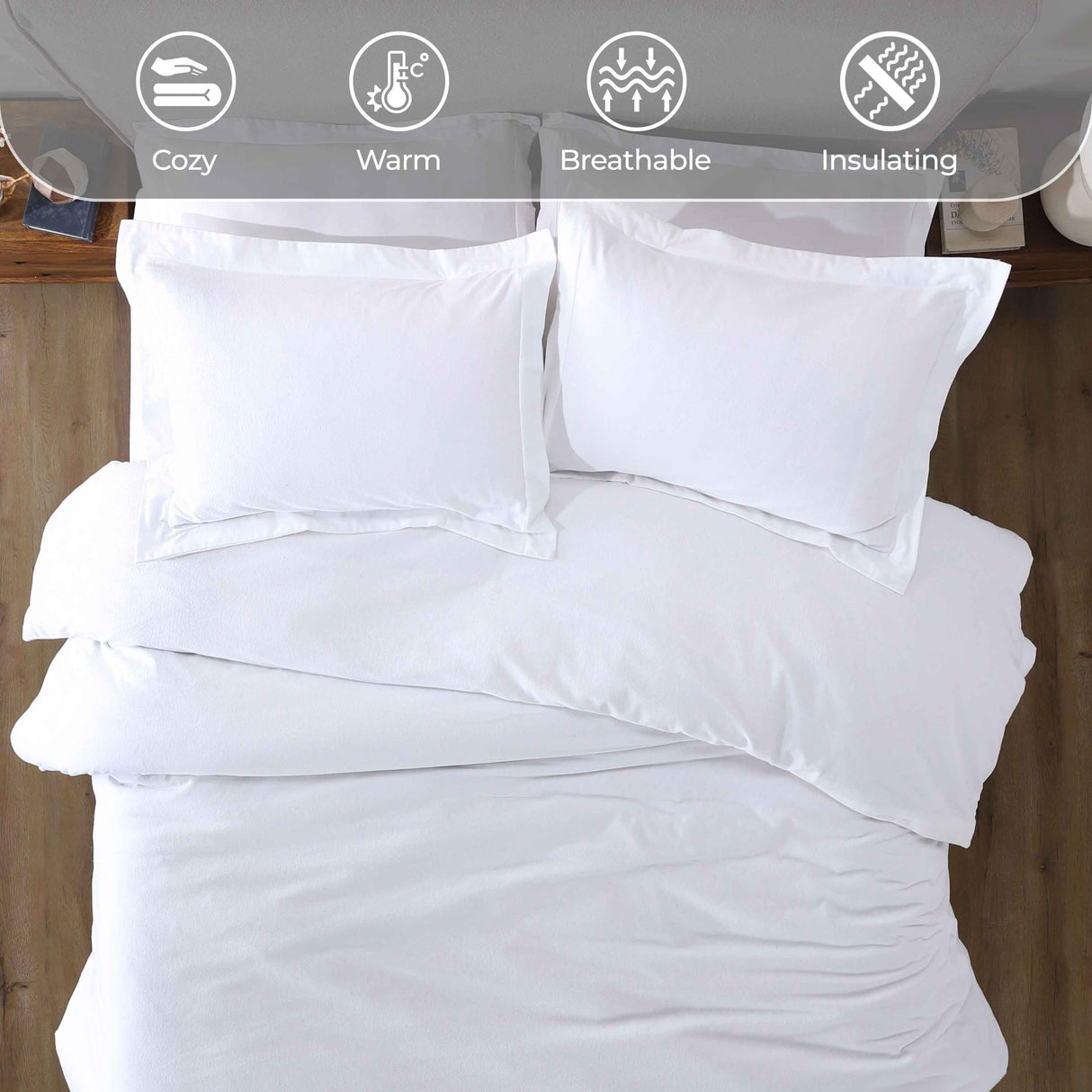 Rome Flannel Cotton Fuzzy Warm Solid Duvet Cover Set - Duvet Cover Set by Superior Brand