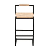Rope Woven Bar Stool with Low Back and Metal Base, Set of 2 - Bar Stools
