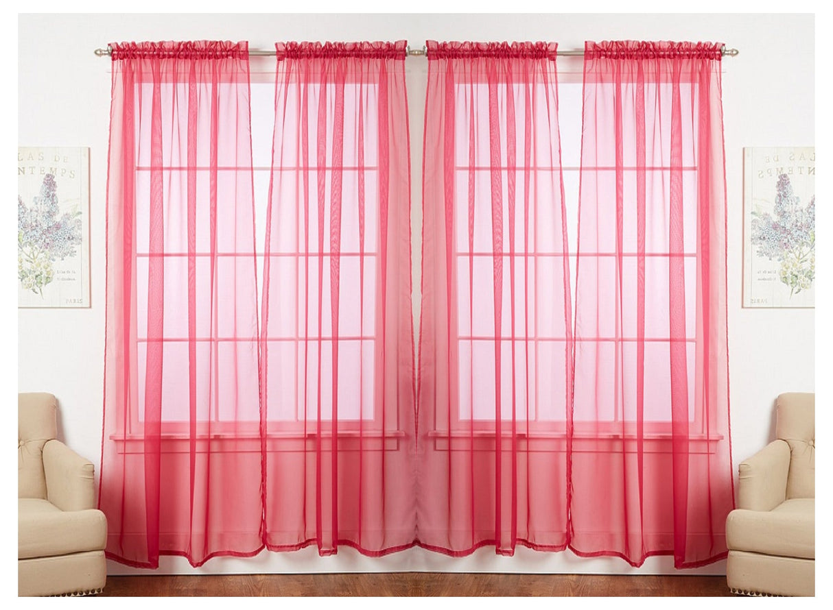 J&V Textiles 4-Pack Value: Solid Sheer Window Curtain Panels