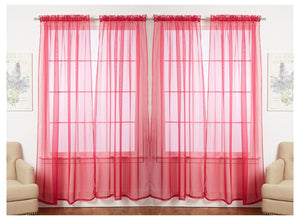 J&V Textiles 4-Pack Value: Solid Sheer Window Curtain Panels
