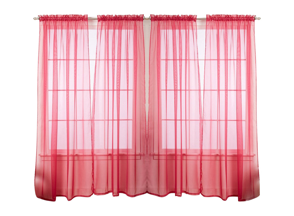 J&V Textiles 4-Pack Value: Solid Sheer Window Curtain Panels