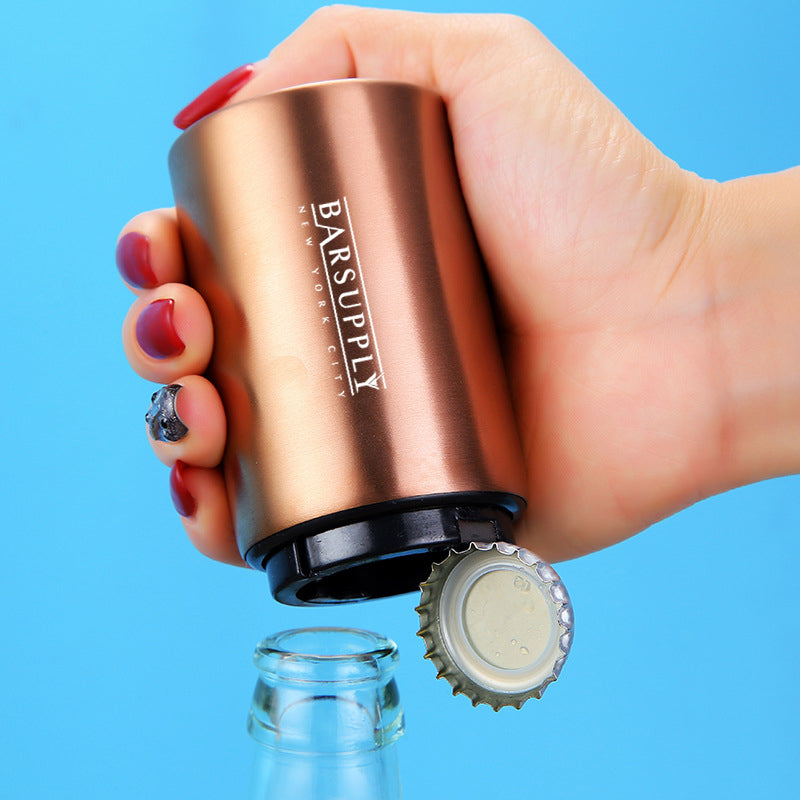 2-Pack BARSUPPLY Push Down Automatic Magnetic Beer Bottle Opener + BONUS Cap Gun