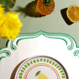 Royal White Green Trim Square Faux Leather Placemat