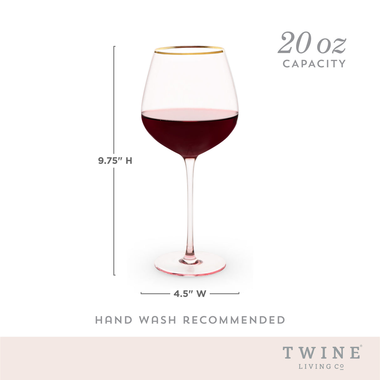 Rose crystal red wine glass set by twine®