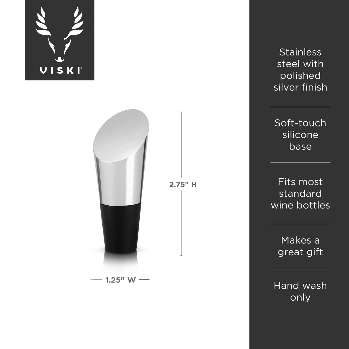 Harrison heavyweight bottle stopper in silver viski®