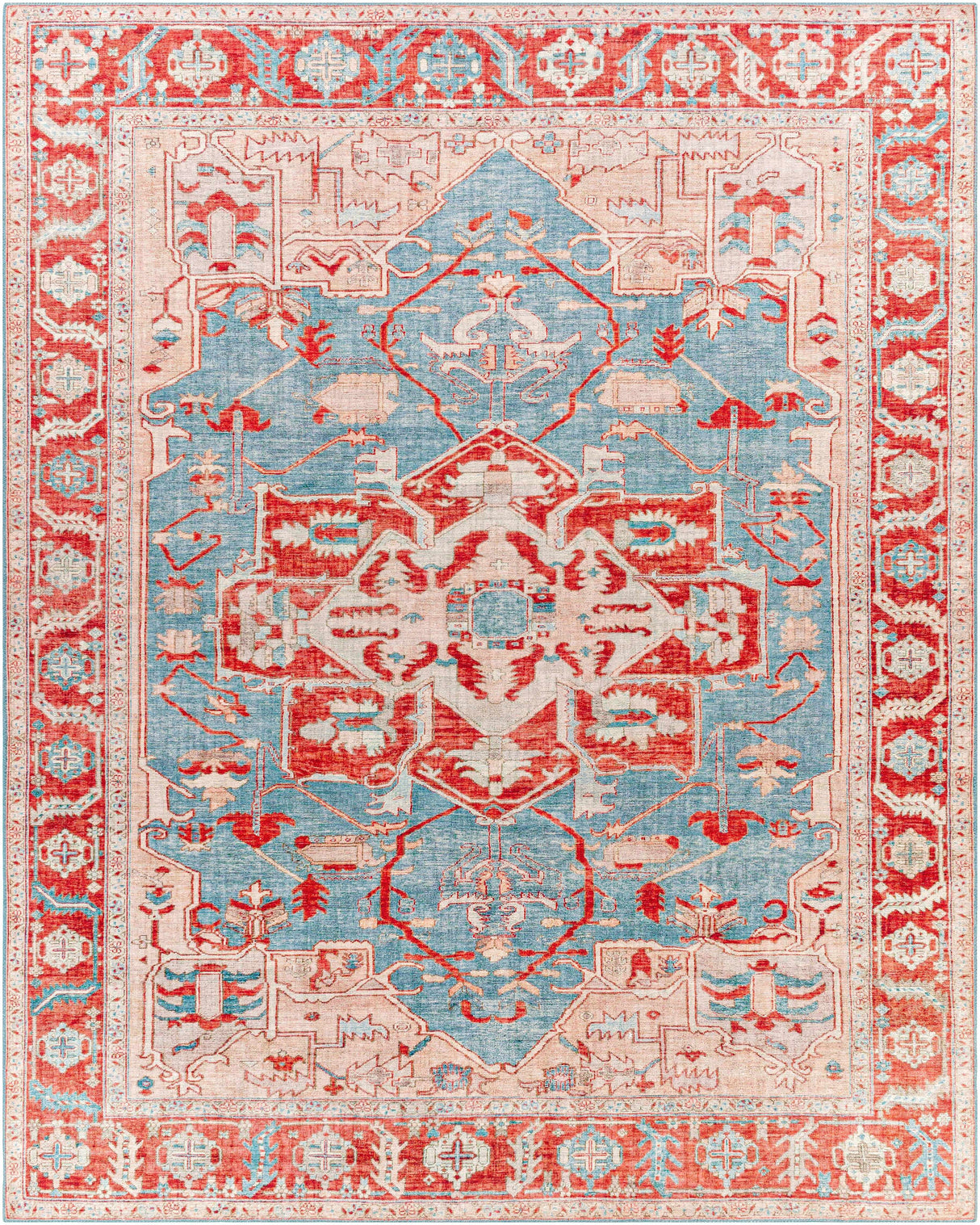 Ruskington Red&Pink Medallion Rug - Clearance