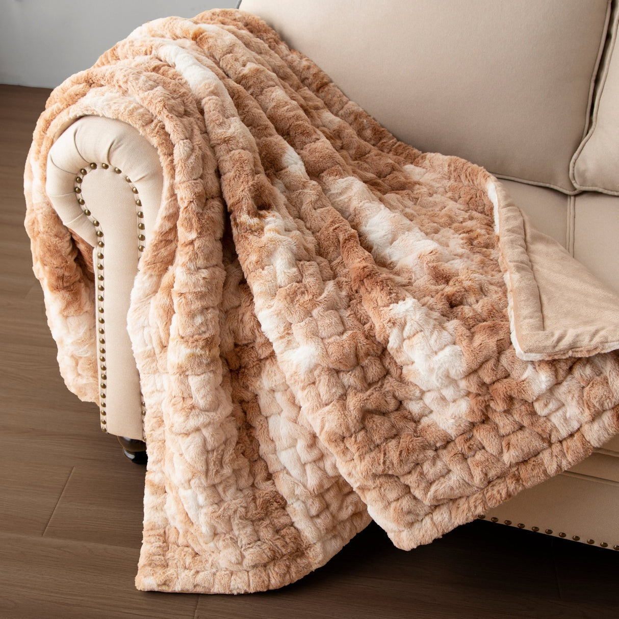 Ruched faux fur throw - Tuesday Morning - Throw Blankets