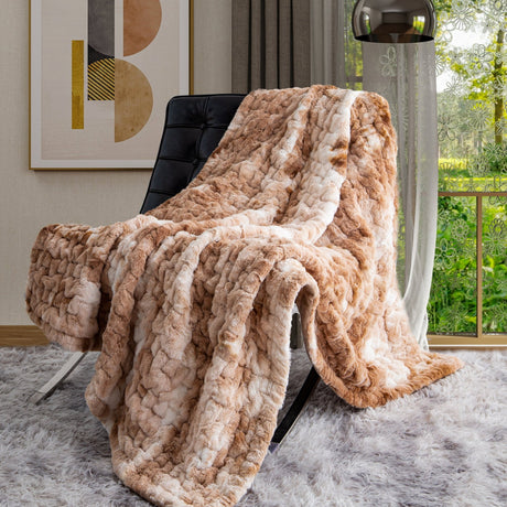 Ruched-faux-fur-throw-Throw-Blankets