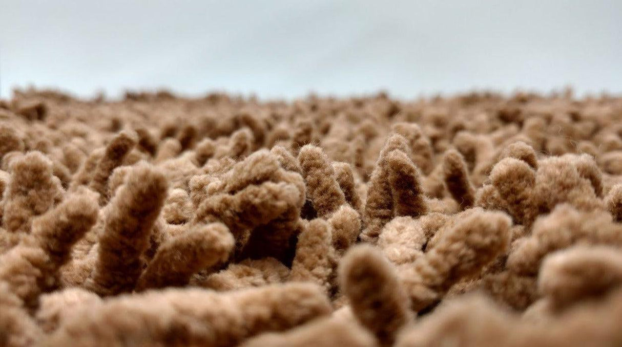 DaDa Bedding Coffee Brown Shaggy Soft Chenille Noodle Carpet Rug Bath Mat