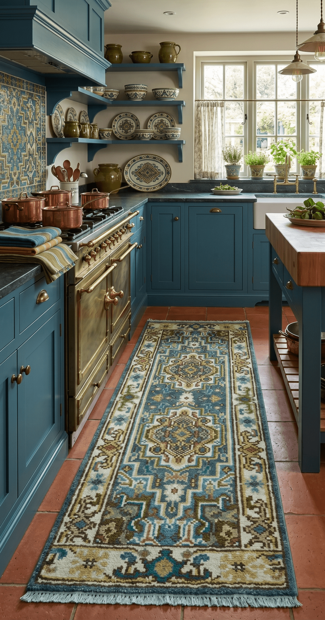 Runner Blue And Brown Traditional Heriz Hand Knotted Made to Order Wool Rug