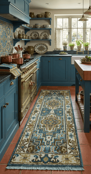 Runner Blue And Brown Traditional Heriz Hand Knotted Made to Order Wool Rug