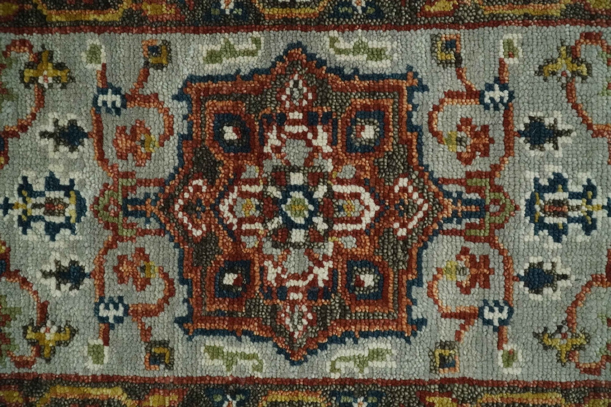 Runner Brown And Gray Heriz Hand Knotted Made to Order Wool Rug