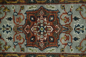 Runner Brown And Gray Heriz Hand Knotted Made to Order Wool Rug