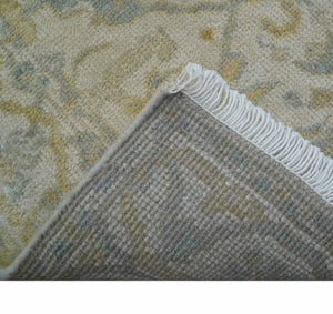 Runner Hand Knotted Traditional Oushak Design Beige 3x10 Wool Rug