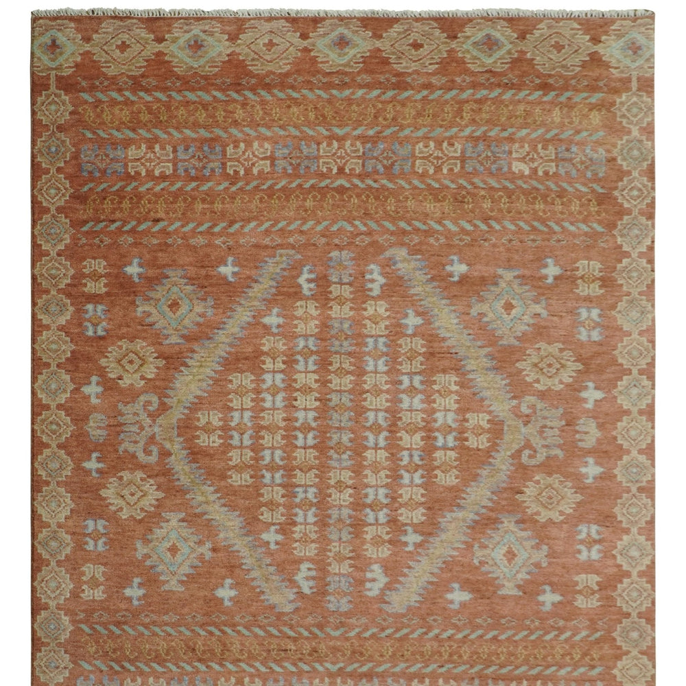 Rust, Beige and Blue Hand knotted Traditional Multi Size Oriental wool Area Rug