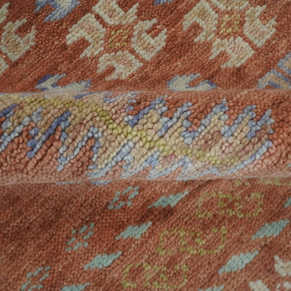 Rust, Beige and Blue Hand knotted Traditional Multi Size Oriental wool Area Rug