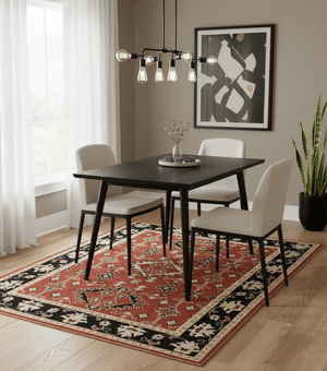 Rust, Black and Beige Traditional Oriental Hand Knotted Custom Made Wool Area Rug