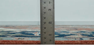 Rust, Ivory and Blue Fine Hand Knotted Traditional Heriz 9x12 wool area rug